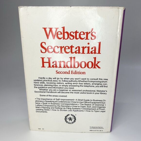 Webster's Secretarial Handbook: Second Edition 1983 Hardcover Book w/Cover VTG - Picture 2 of 9
